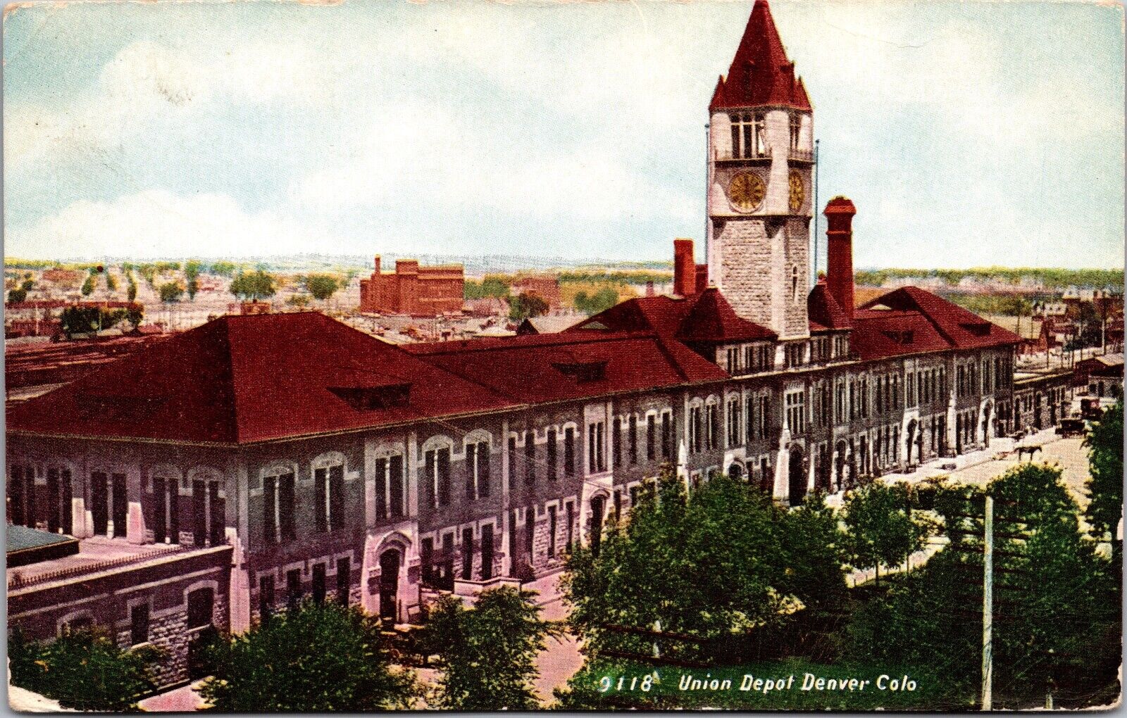 Postcard Union Railroad Depot in Denver, Colorado