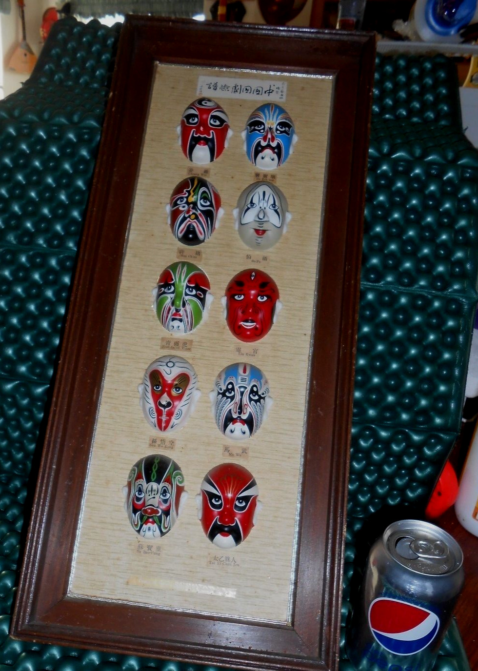 Vtg Antiqque Chinese Face Art Painted MASK Lot of 10 Mounted Mini's
