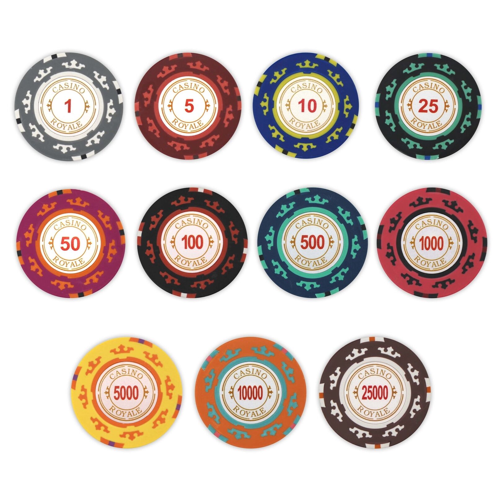 Casino Royale Poker Chips - SAMPLE PACK Set - 11 Denominations - 14 Gram NEW