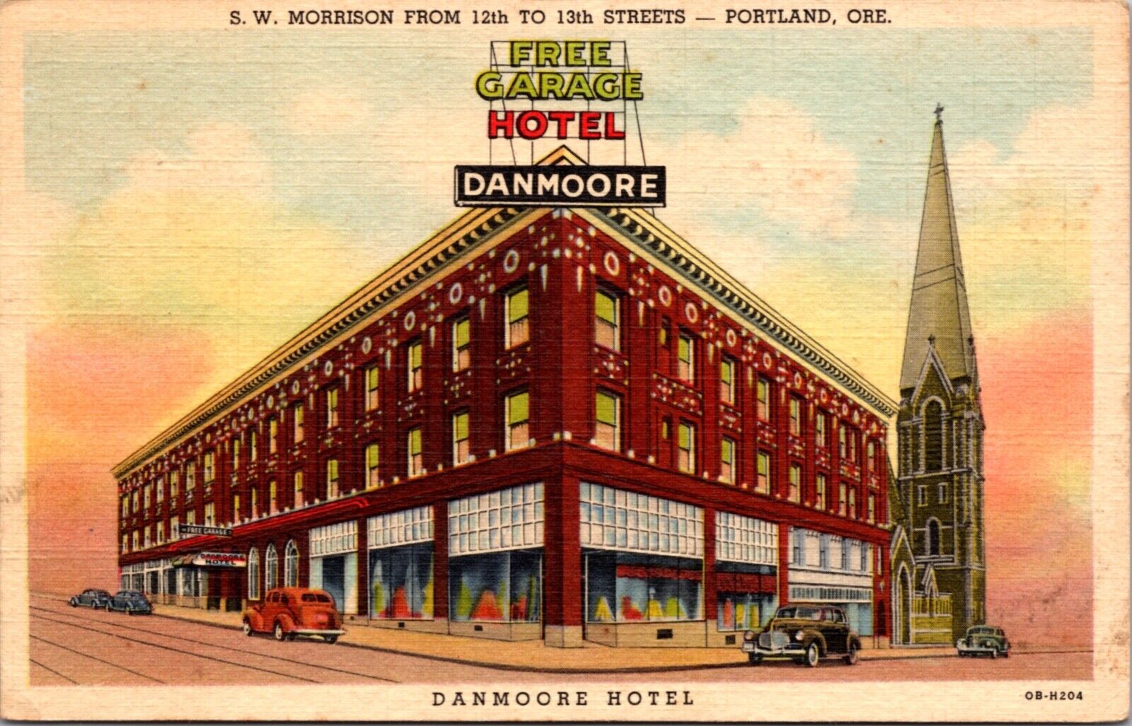 Linen PC Danmoore Hotel S.W. Morrison From 12th to 13th Streets Portland Oregon