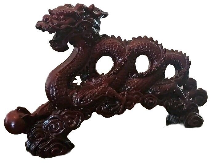 Vintage Chinese Dragon red Cinnabar Statue 