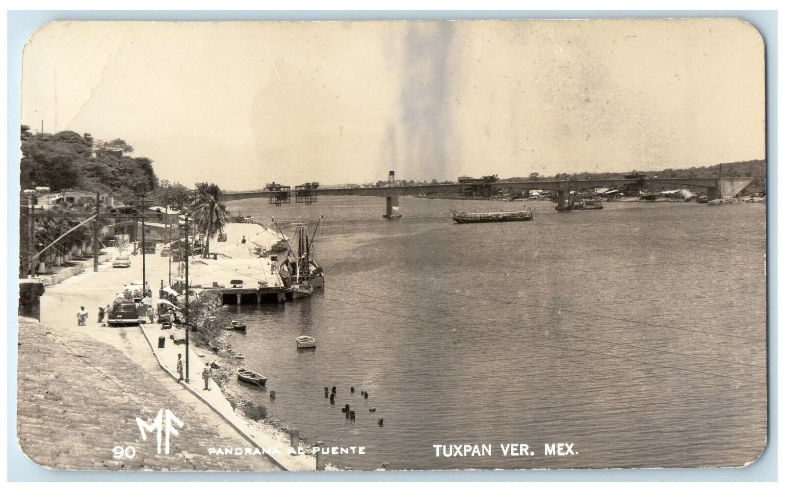 c1910 Panorama Al Puente Tuxpan Veracruz Mexico Steamboat RPPC Photo Postcard