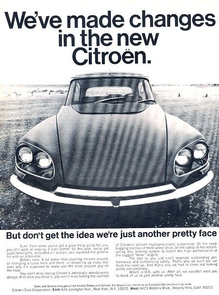 1968 Citroen DS DS23 Pretty Face Original Advertisement Print Art Car Ad PE20