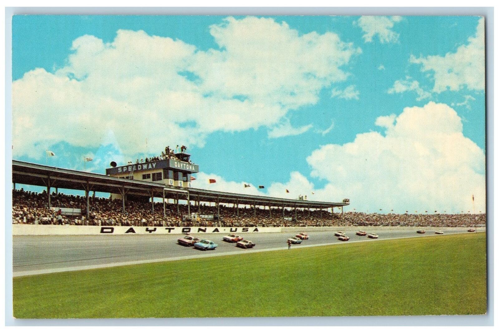 c1950 Stock Car Races Famed February Speed Week Racing Daytona Beach FL Postcard