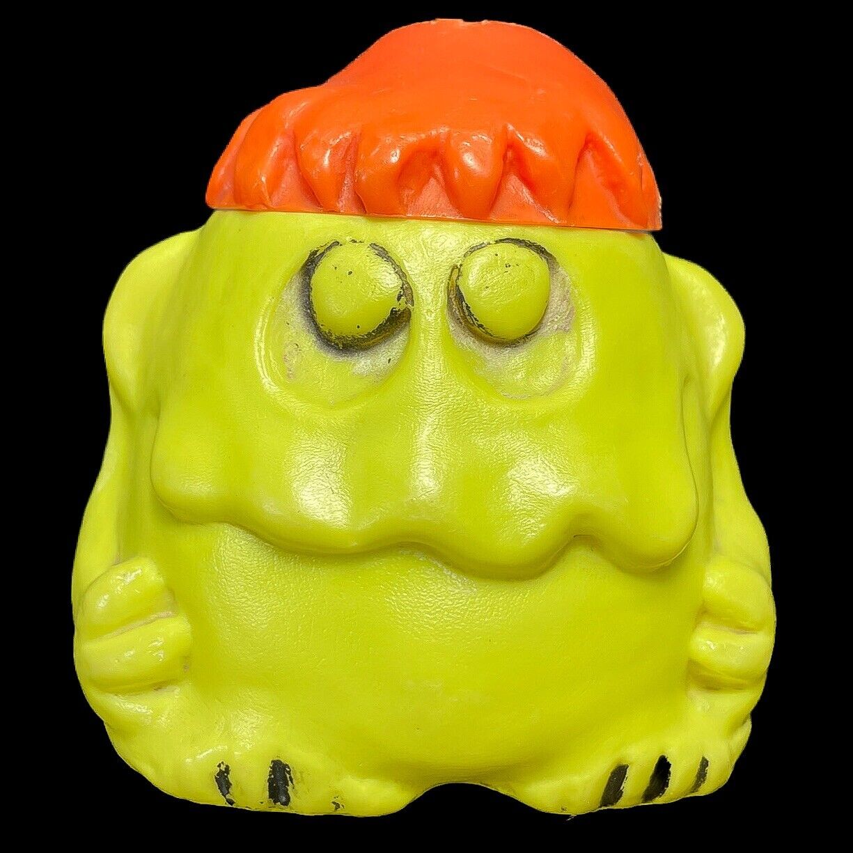 Vintage Deka Plastics Inc Green Goblin Monster Cup Orange Hair USED