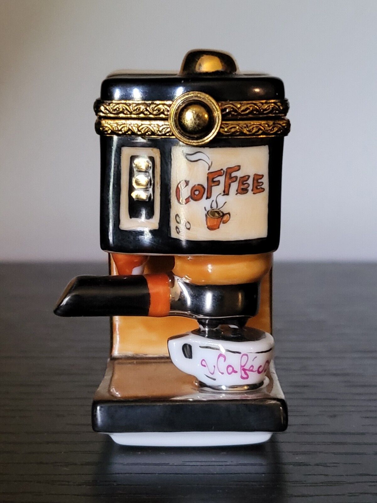 Rochard Limoges France Hand Painted Coffee Maker trinket box