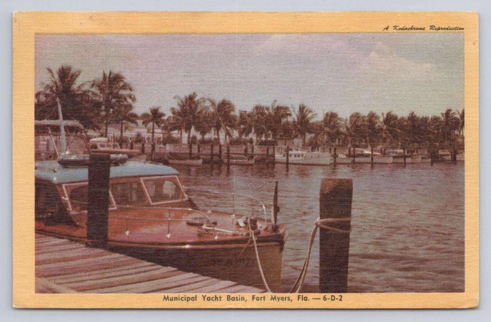 Postcard Municipal Yacht Basin Fort Myers Florida 1947