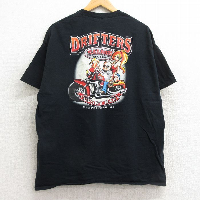 Xl/Used Short Sleeve Vintage T-Shirt Men'S Bike Drifters Large Size Cotton Crew