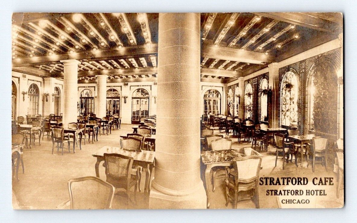 RPPC 1909. STRATFORD CAFE, STRATFORD HOTEL, CHICAGO, IL. POSTCARD. FF16