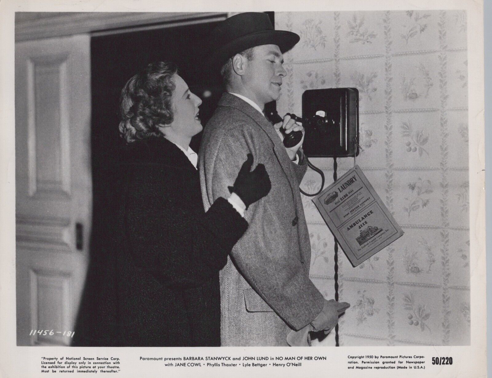 Barbara Stanwyck + John Lund in No Man of Her Own (1950)🎬⭐ Original Photo K 479