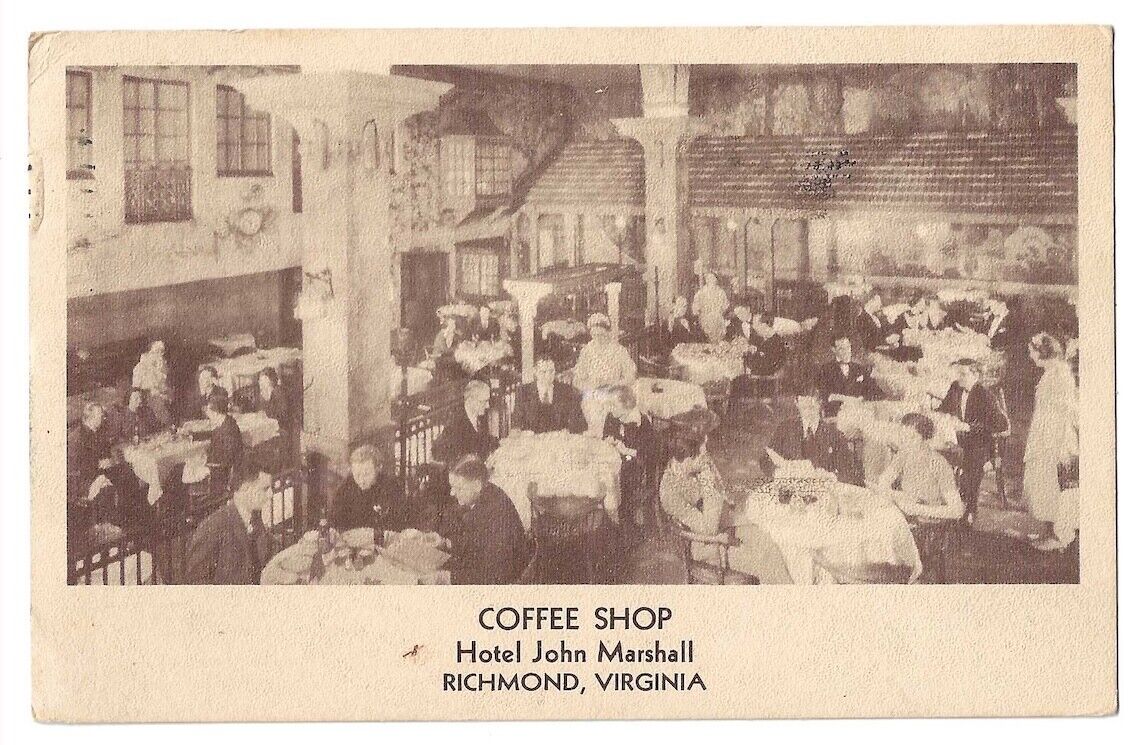 Richmond Virginia c1938 Coffee Shop, dining room, waitress, Hotel John Marshall