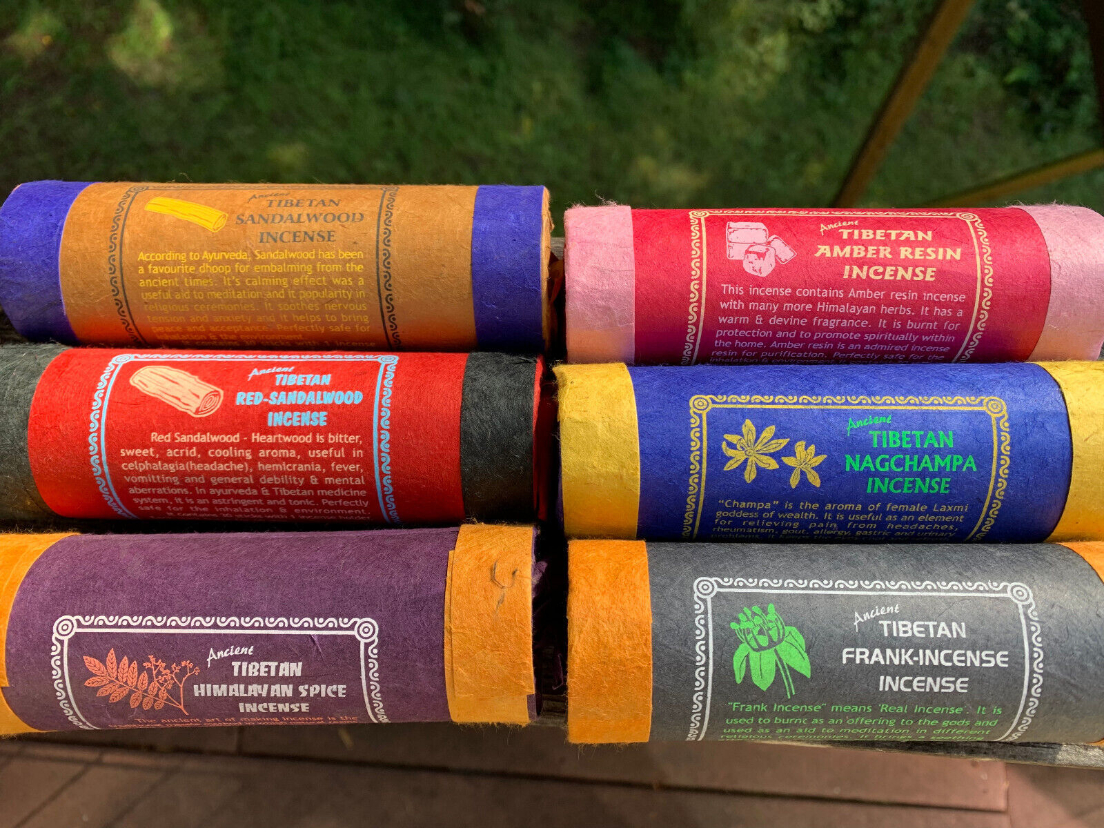 Tibetan Incense Collection x6- All Natural and Handmade - with incense burners