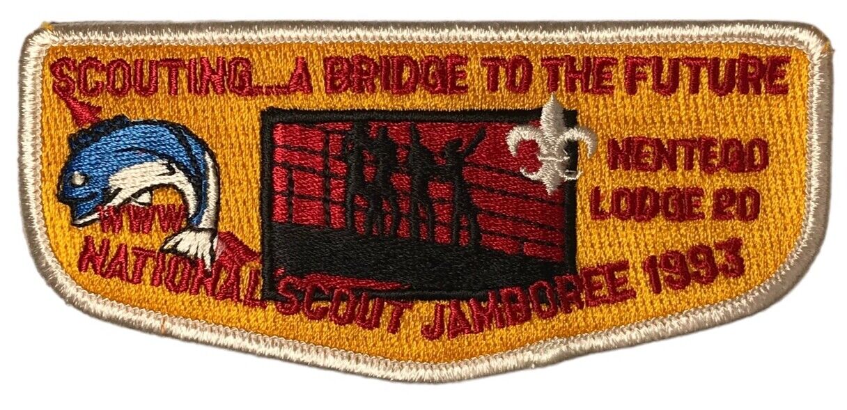Nentego Lodge 20 Del-Mar-Va Council DE 1993 Jamboree Flap WHT Bdr (YX1020)