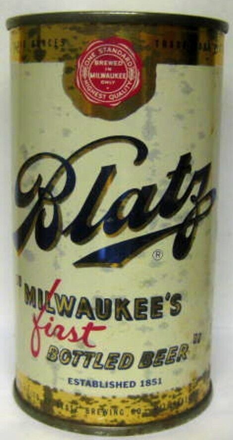 BLATZ MILWAUKEE\'S first BOTTLED BEER ss Flat Top CAN, Milwaukee, WISCONSIN 1953