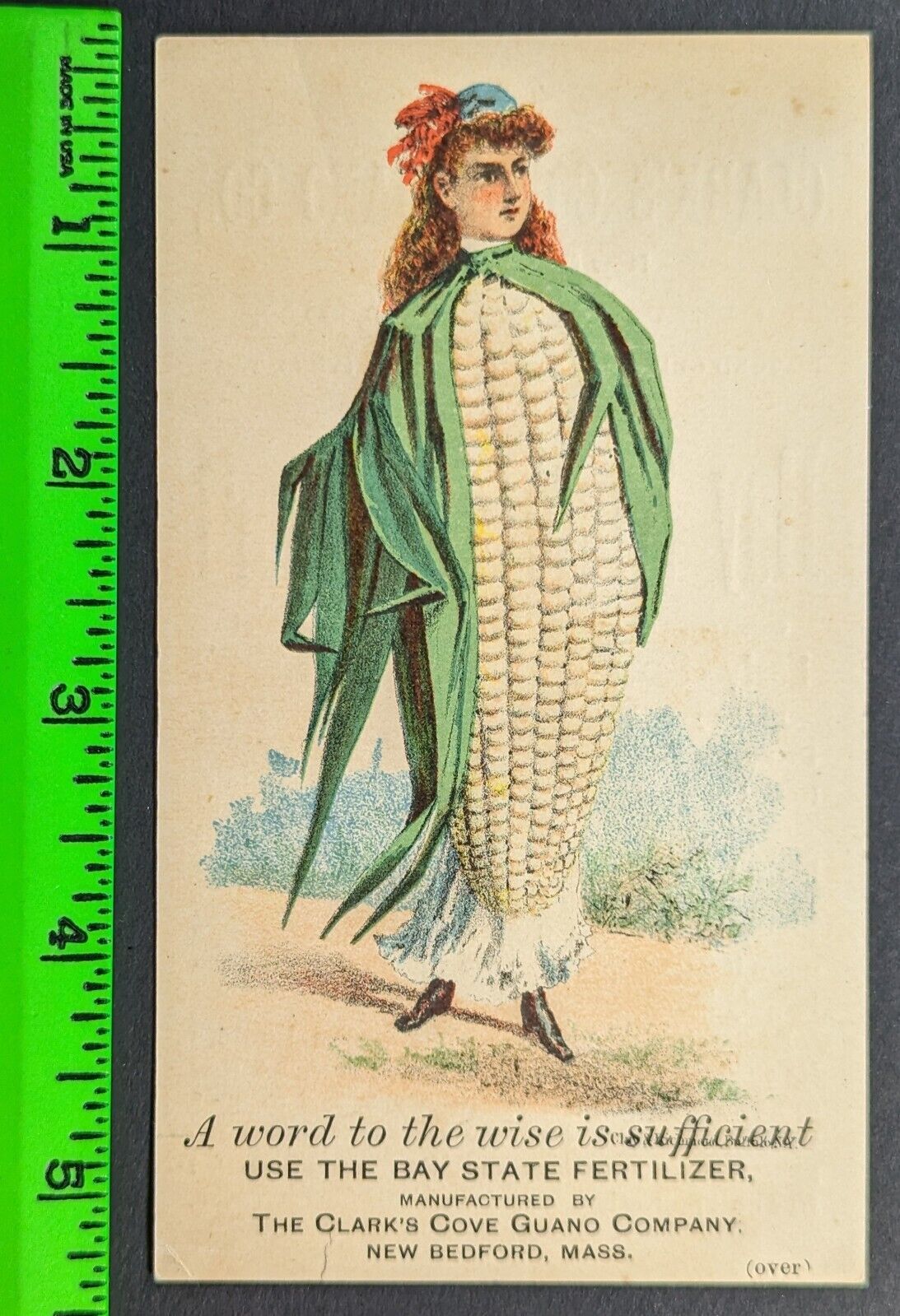 Vintage 1880's Fertilizer Anthropomorphic Corn Stalk Woman Trade Card