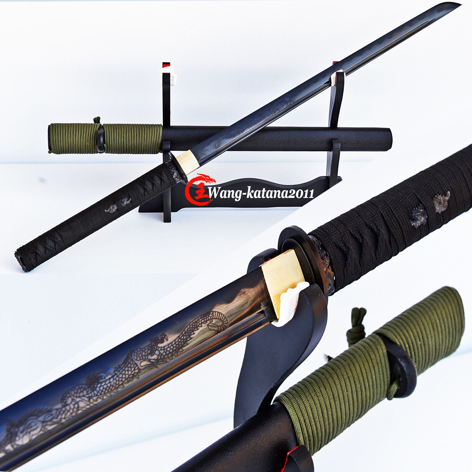 33''Black Dragon Ninjato Sharp T10 Steel Japanese Ninja Wakizashi Straight Sword