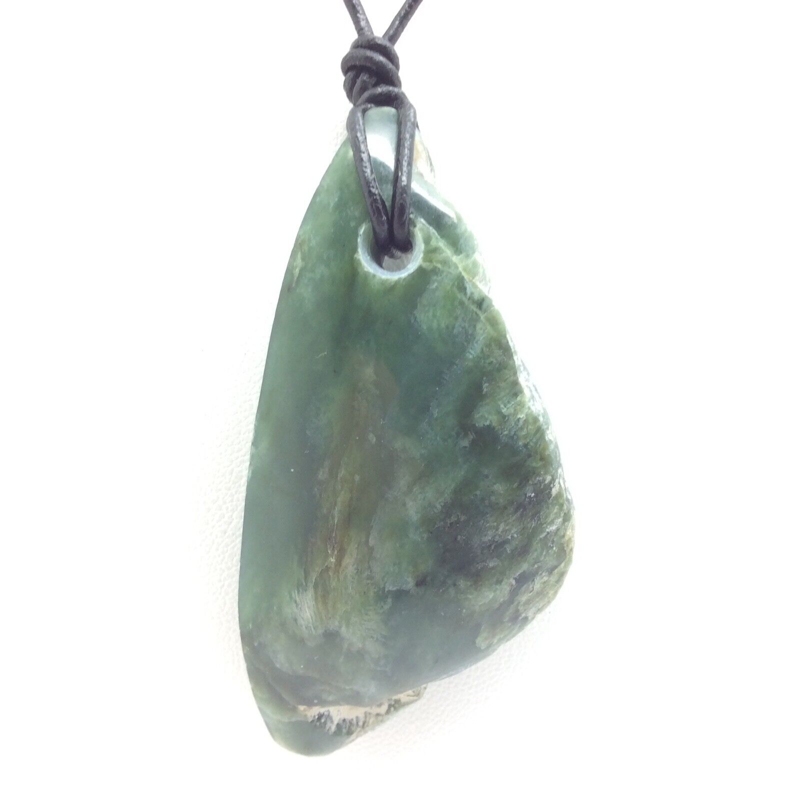 Wyoming Nephrite Jade Pebble Pendant Apple Green Polish Stone Necklace WY #54