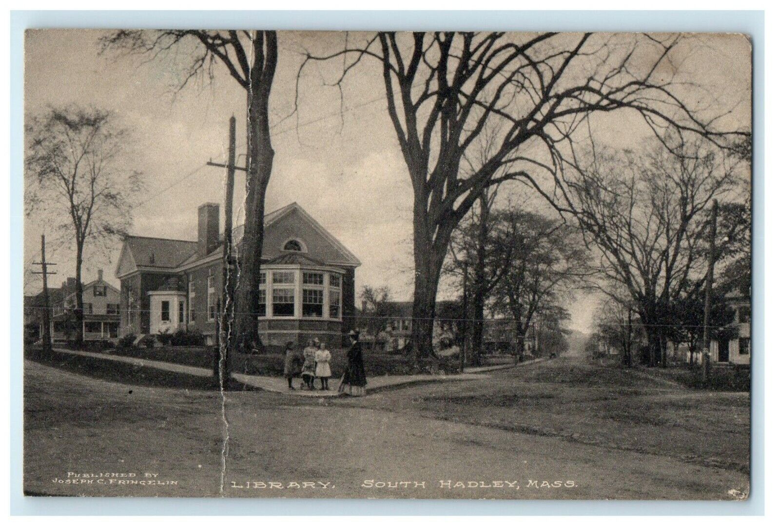 1920s Four Women Talking, Library, South Hadley, Massachusetts MA Postcard