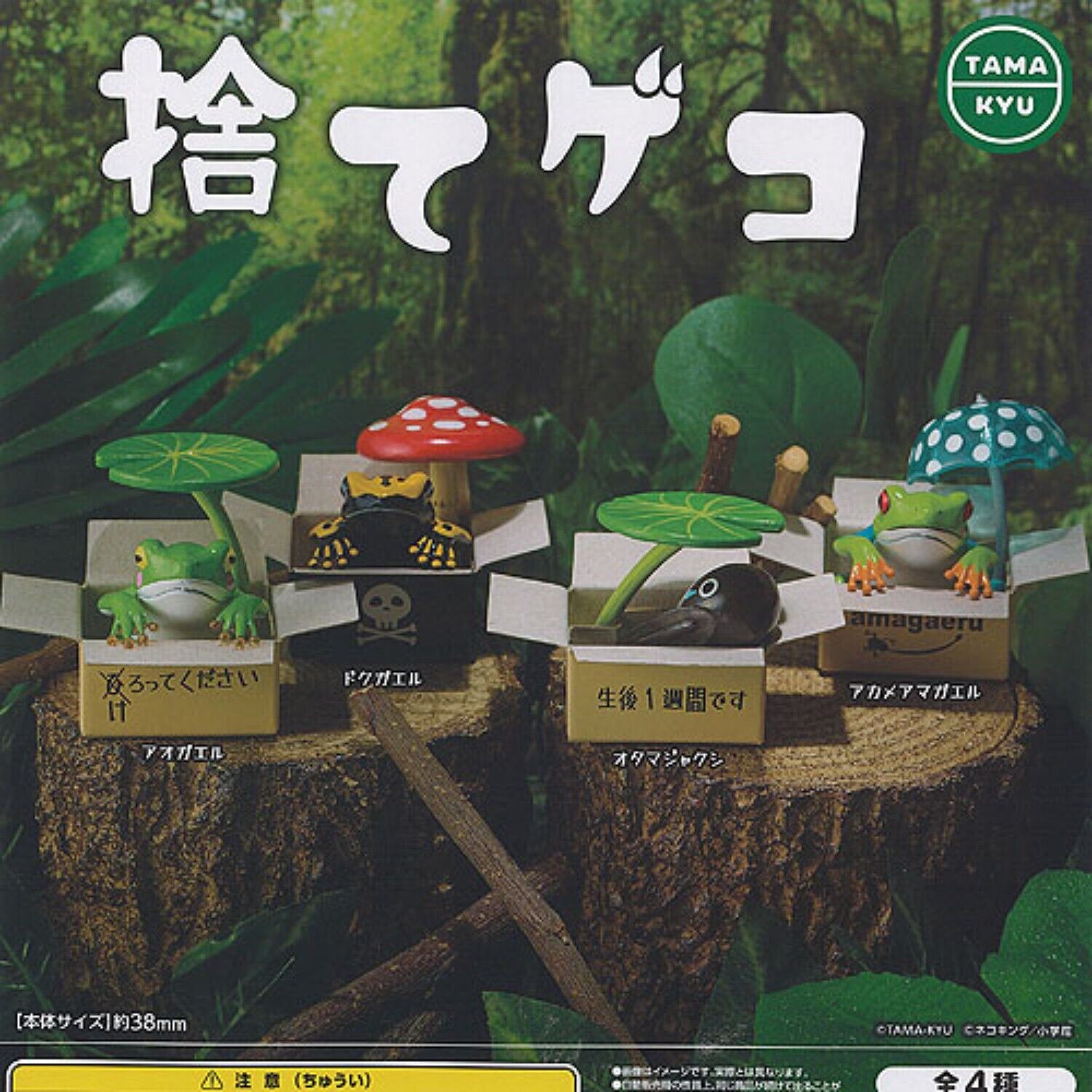 TAMA-KYU Sutegeko frog Mascot Capsule Toy 4 Types Full Comp Set Gacha New Japan