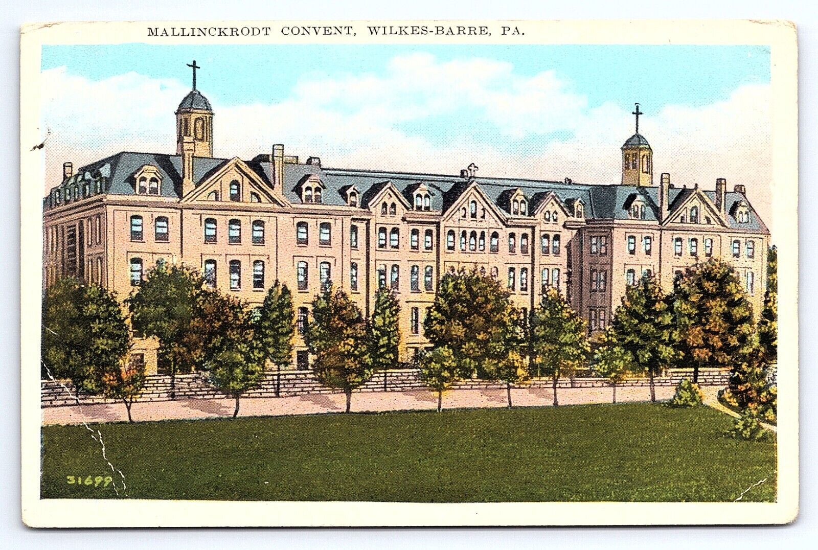 Postcard Mallinckrodt Convent Wilkes-Barre Pennsylvania PA