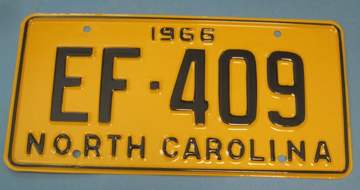 1966 North Carolina License Plate professionally restored show quality low #