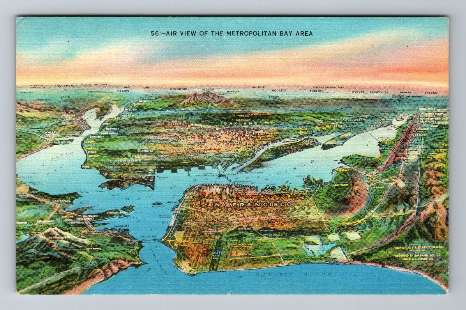 CA-California, Air View the Metropolitan Bay Area, Vintage Postcard