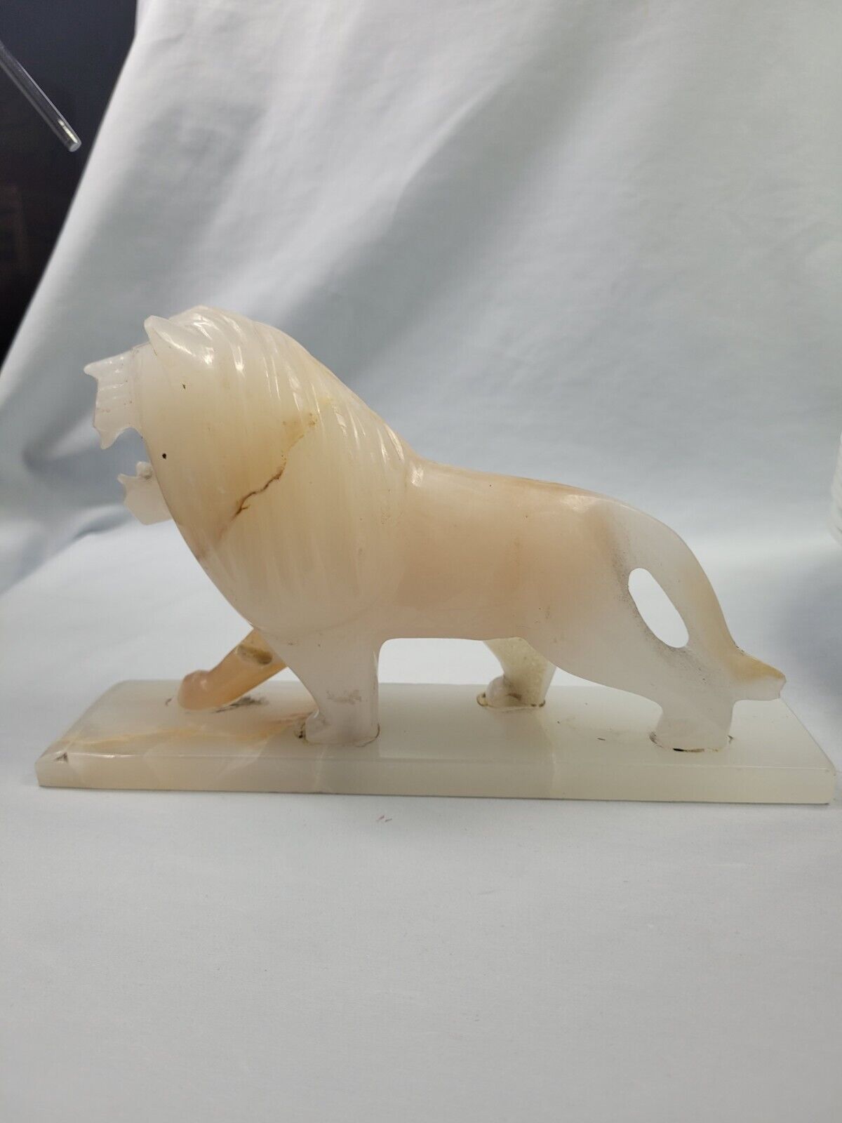 Hand Carved Stone Lion Onyx Alabaster Marble 10 3/4\