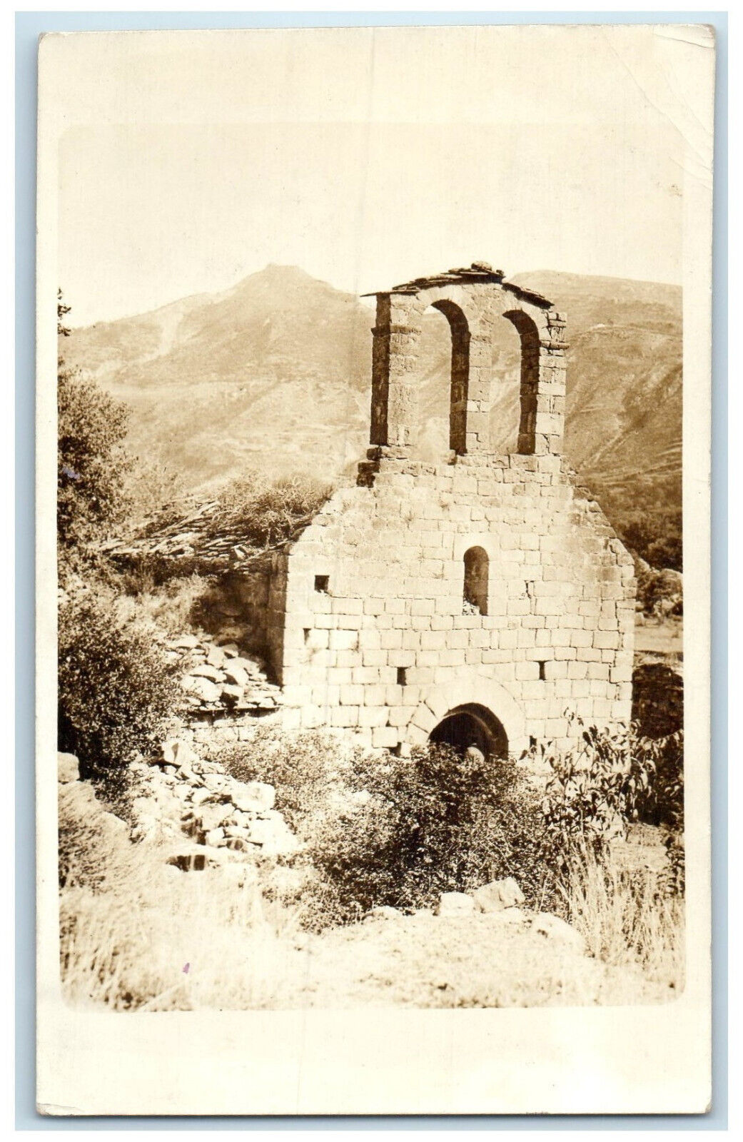 c1930s Oldest Church Spain Underwater Unposted Vintage RPPC Photo Postcard
