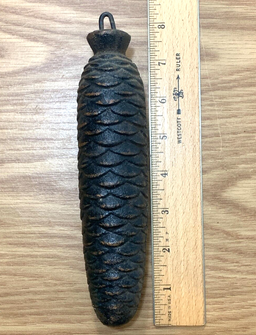 Vintage Cast Iron Clock Weight large PINECONE 3 lbs 5.8 oz 7\