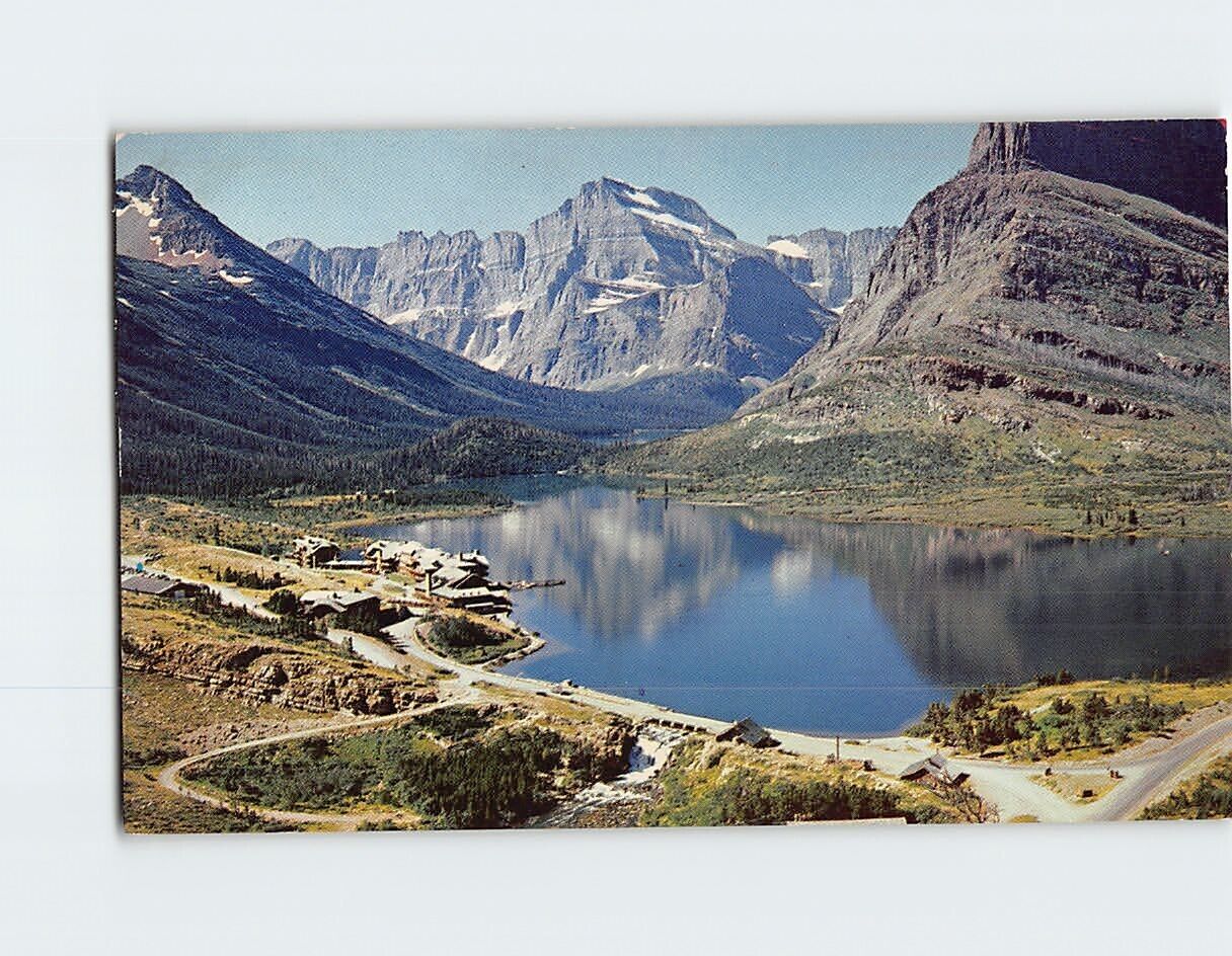 Postcard Picturesque View of Many Glacier Hotel Glacier National Park Montana