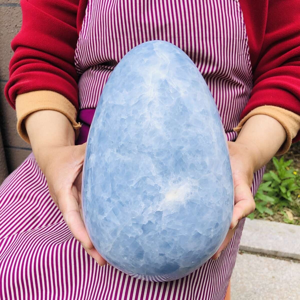 18.15LB Natural Blue Crystal Egg Quartz Crystal Healing Polished Specimen 1205