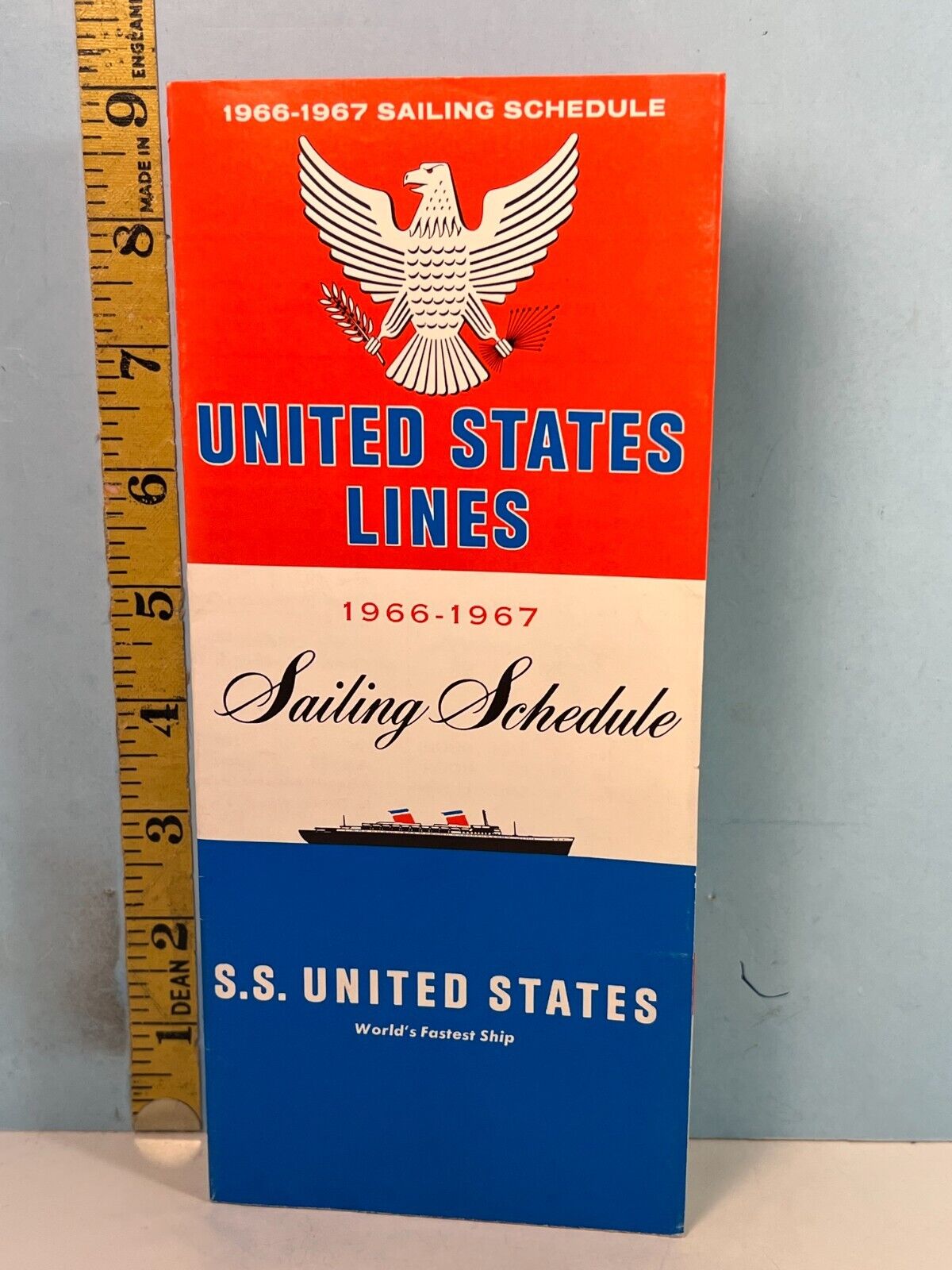 1966-67 S.S. United States Sailing Schedule New York to Europe Map