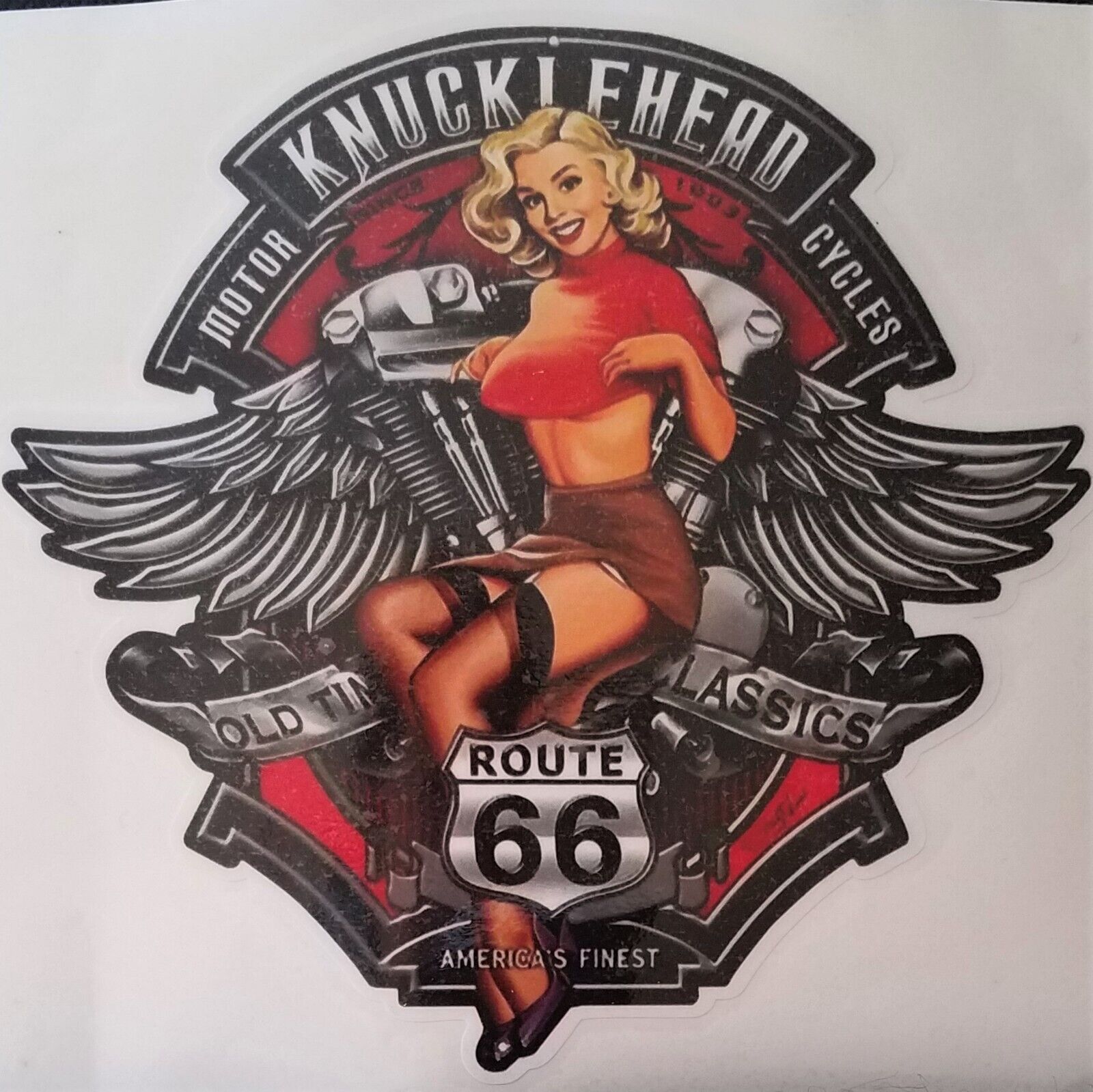 Sticker | Retro Vintage 50\'s/60\'s Decal | Knucklehead| Route 66 | 3.25\