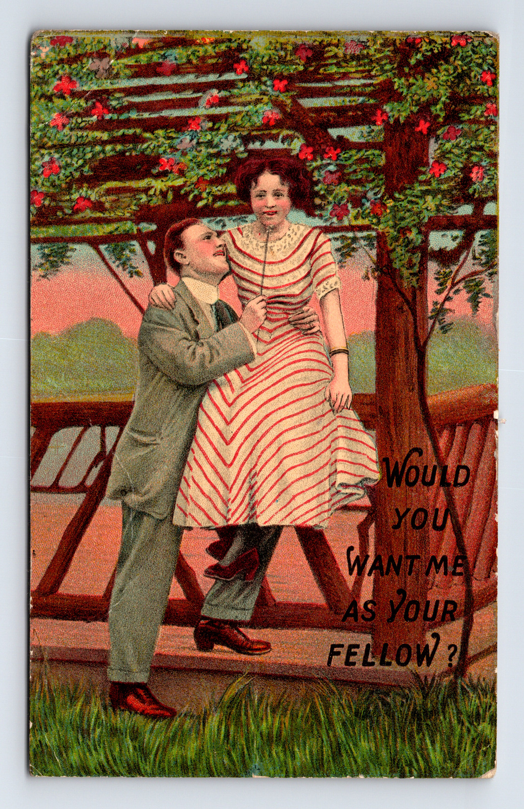 DB Postcard Romantic Couple Would You Want Me As Your Fellow Winsch Back
