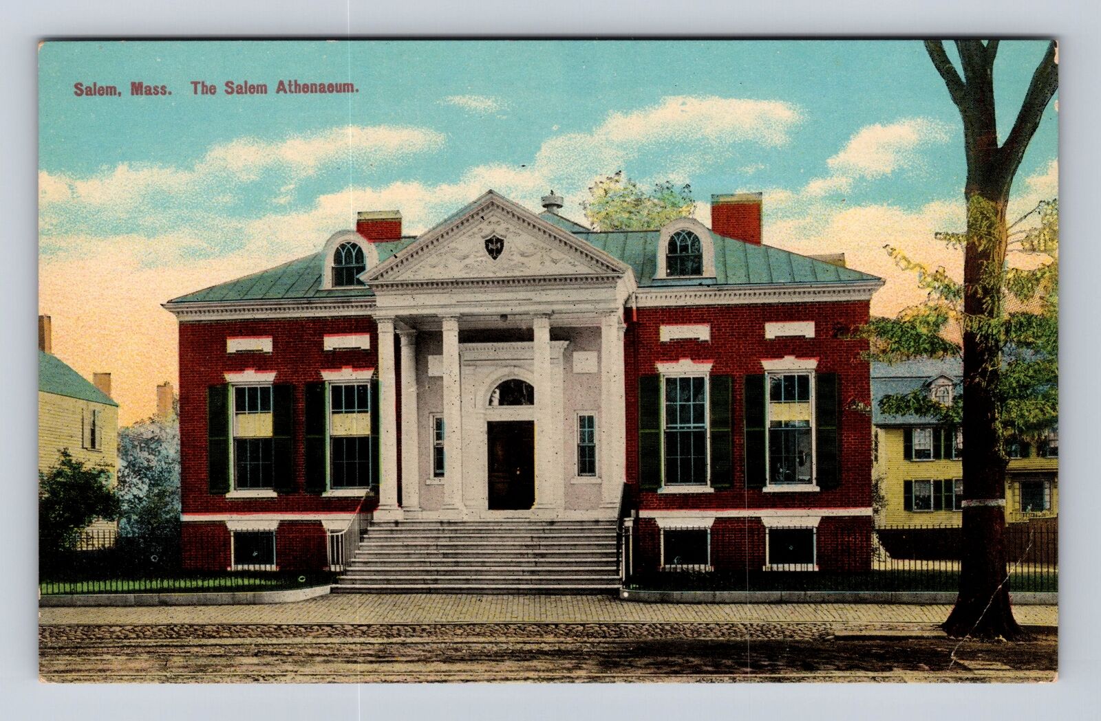 Salem MA-Massachusetts, Salem Athenaeum, Antique Vintage Souvenir Postcard