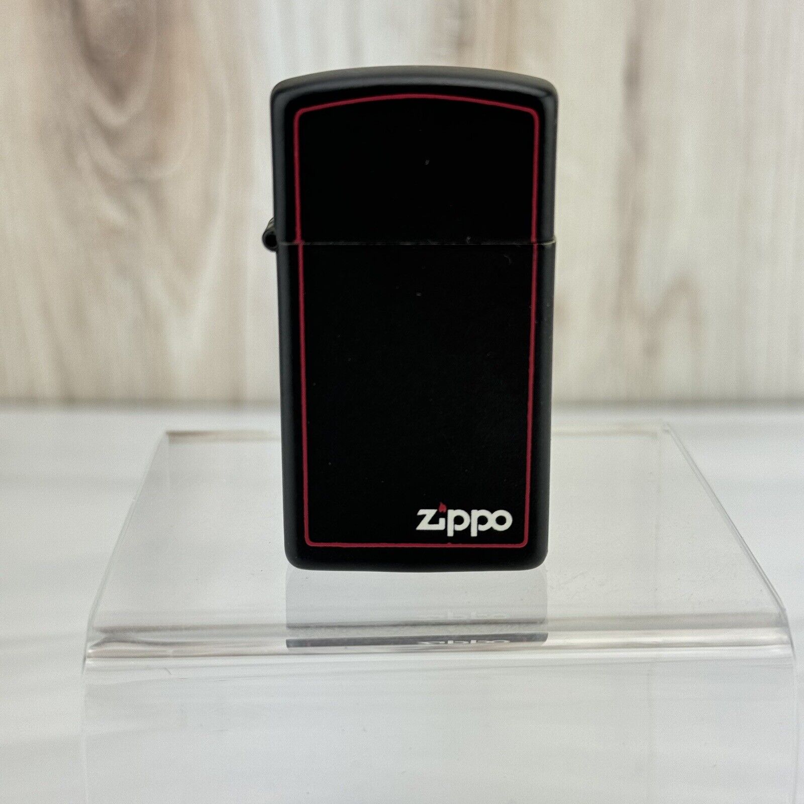 Zippo Lighter C 06 Bradford PA  USA Flip Top Red Line Black Matte Satin