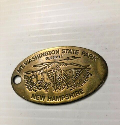 Vintage Mt Washington State Park NH Souvenir Oval Shape  Brass Tag Made in USA