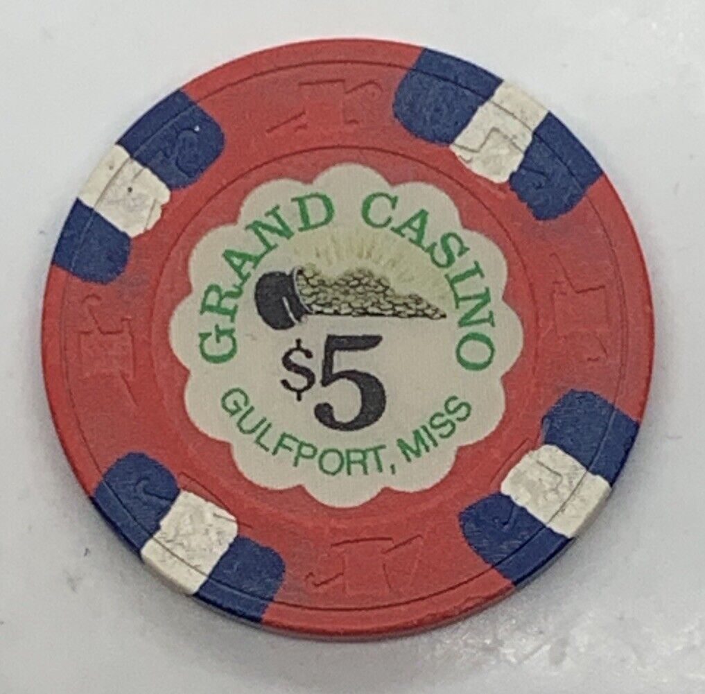 Grand Casino $5 Chip Gulfport Mississippi MS Paulson H&C 1993-2005