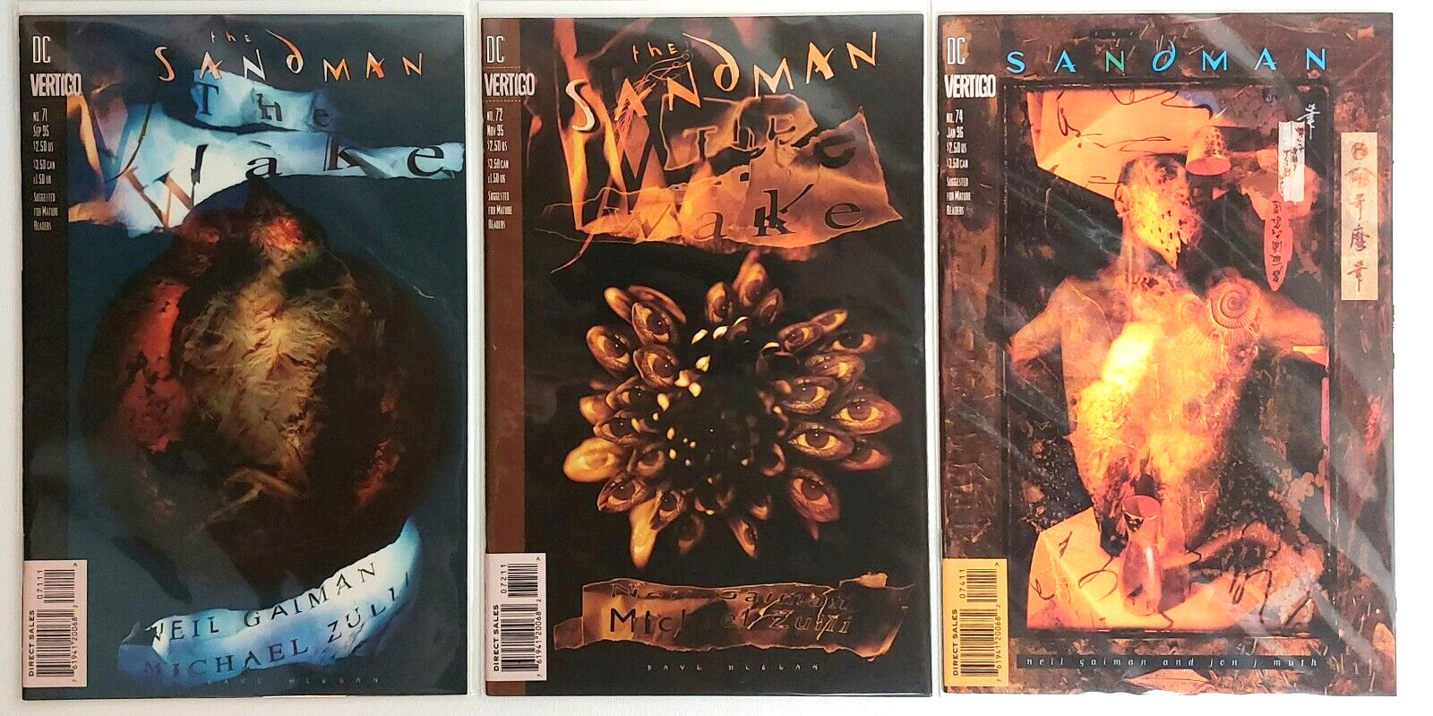 Lot 3 Sandman #71, 72, 74 VF/NM Penultimate Issue Neil Gaiman DC Comics 1995