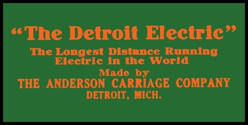 1909 Anderson Carriage Co. Detroit Electric Car NEW Sign: 12x24\