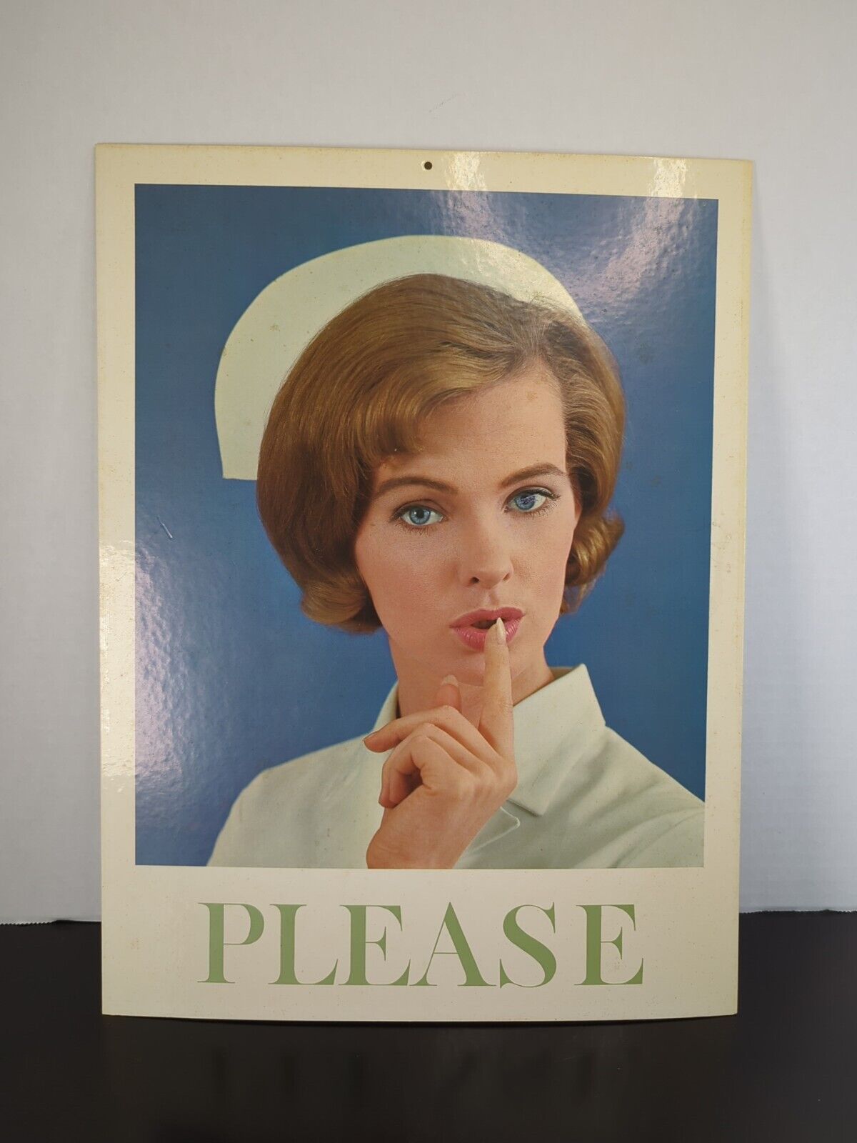 1950s Eli Lilly Pharmaceutical QUITE PLEASE NURSE HOSPITAL LOBBY CARD POSTER