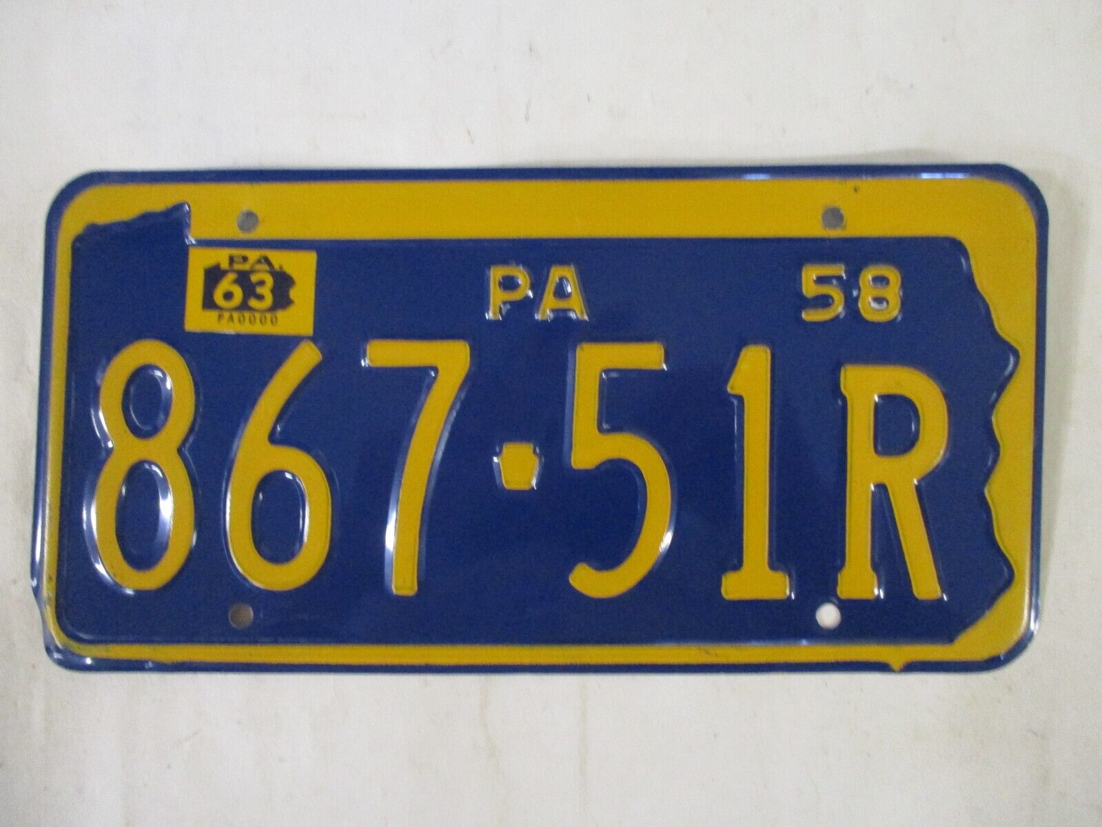 1963 Pennsylvania  License Plate Tag CLEAR