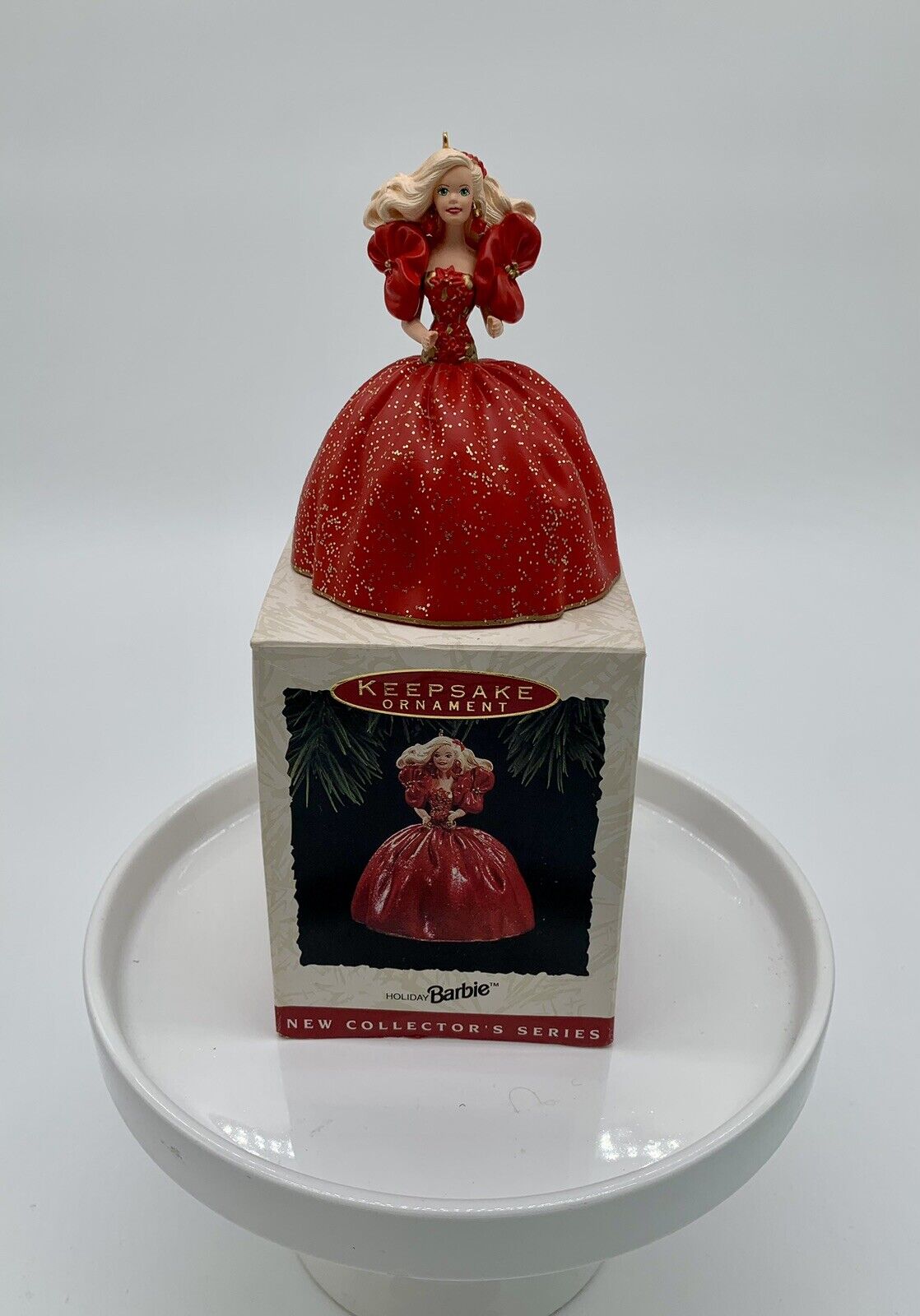 VINTAGE 1993 Hallmark Keepsake Christmas Ornaments Holiday Red Barbie (Set of 3)