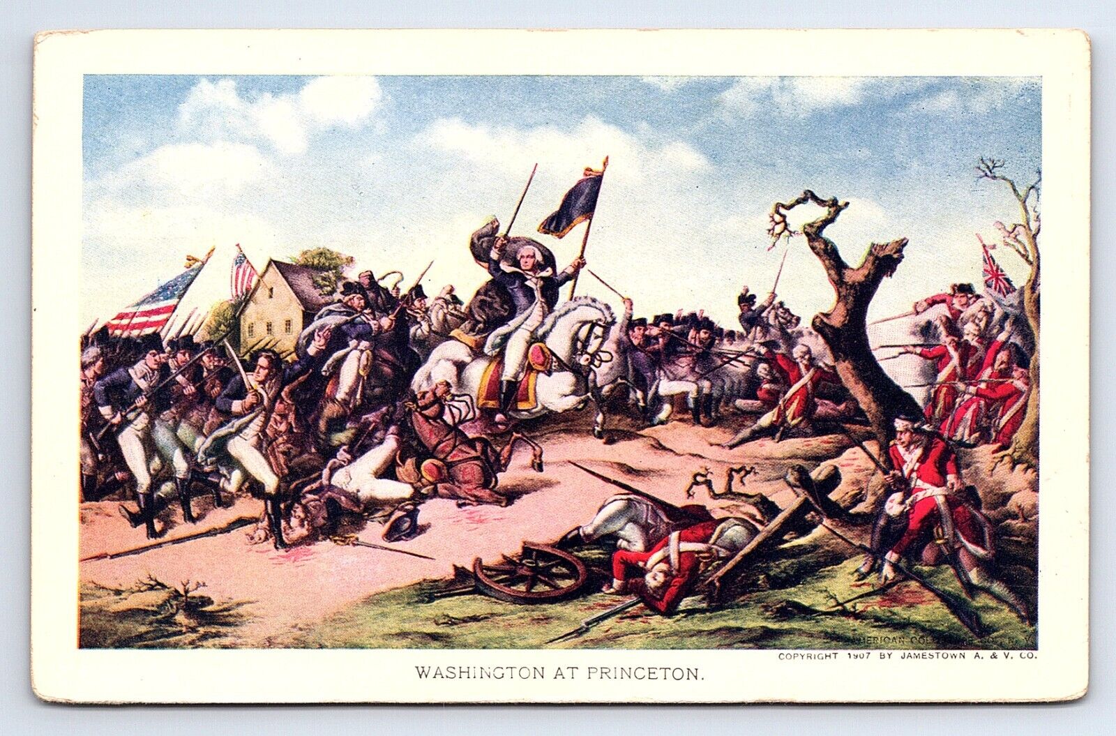 Postcard 1907 Jamestown Exposition Souvenir Washington at Princeton Painting
