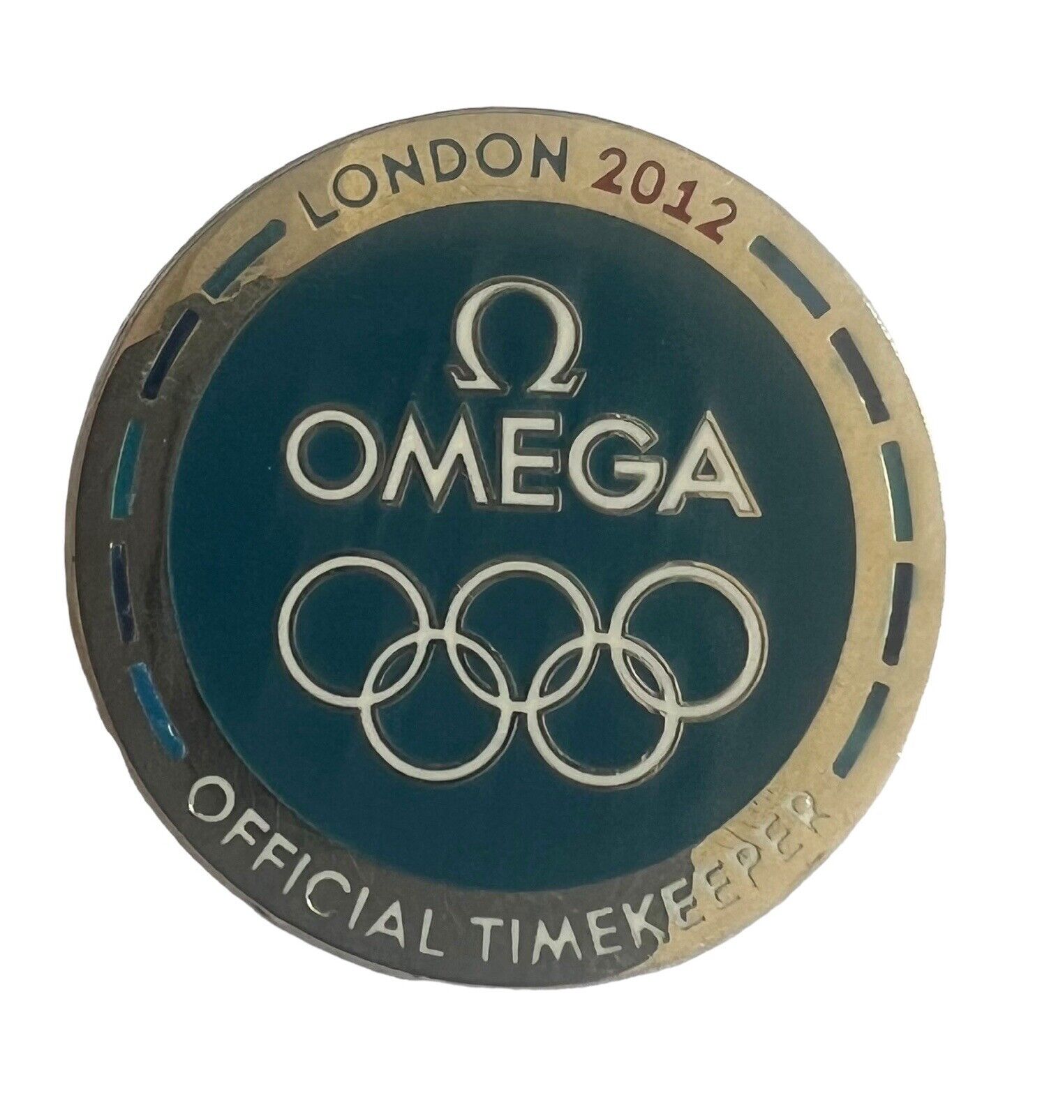 Genuine OMEGA Official Timekeeper - Olympic Rings Silver Pin Badge - LONDON 2012