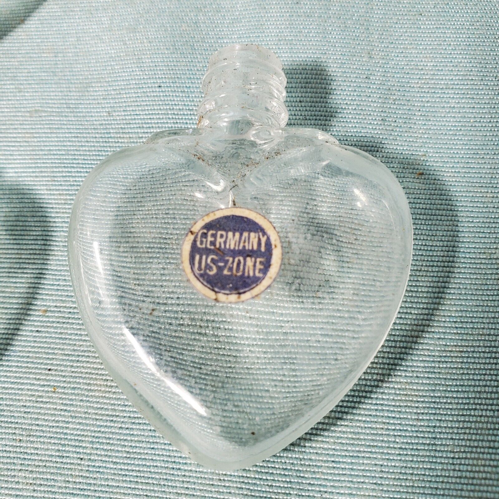 Vintage WWII Stock Miniature Glass Heart Shaped Perfume Bottle in CLEAR Lot of 8