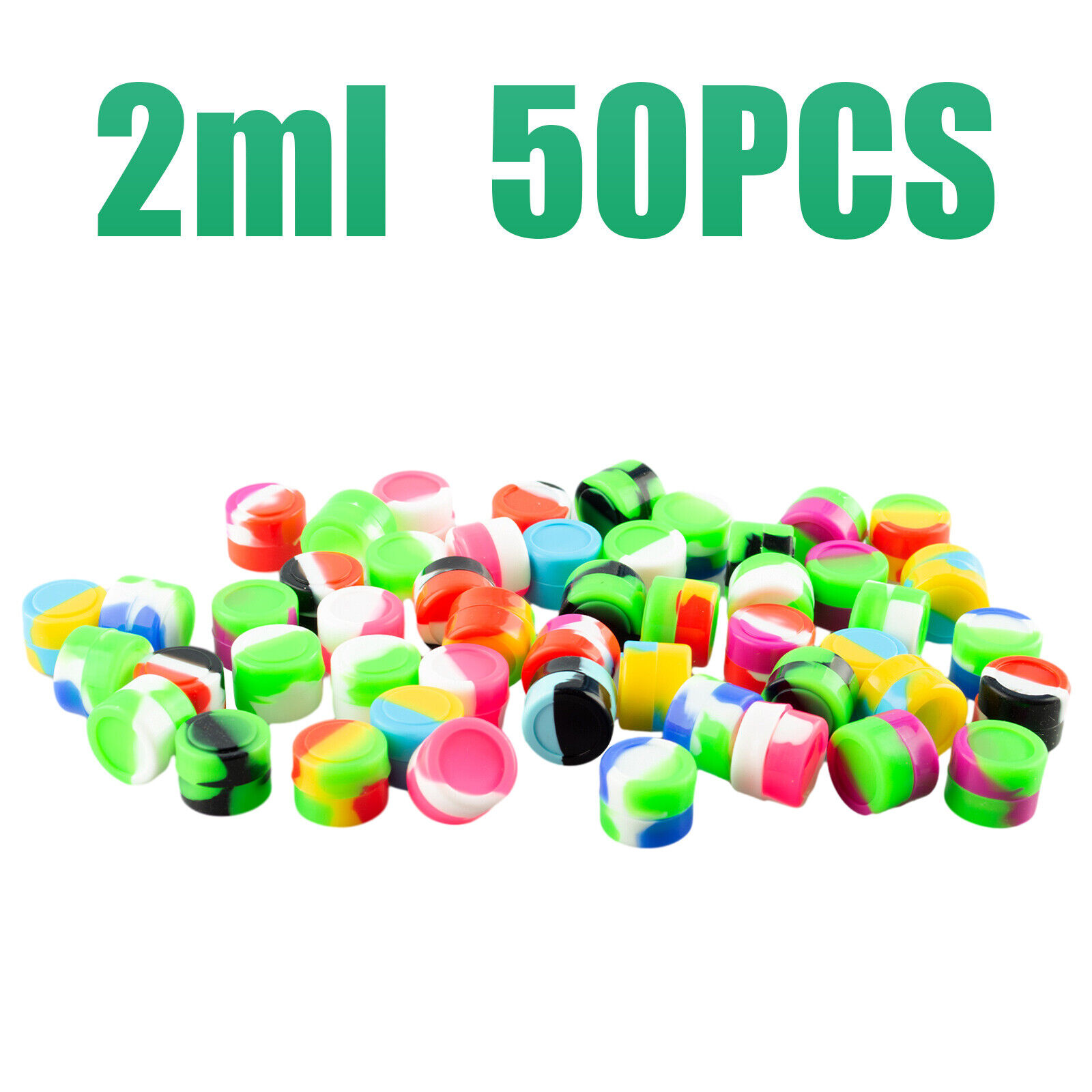 Silicone Container 2ml Jar Non-Stick Mixed colors 50pcs Round Wholesale lot