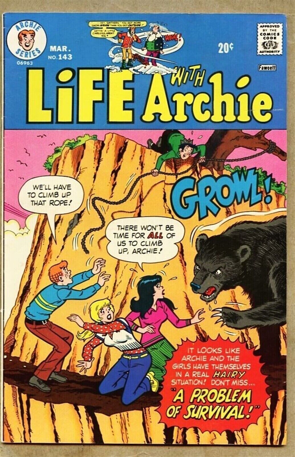 Life With Archie #143-1974 fn+ 6.5 Stan Goldberg cover with a Bear Make BO