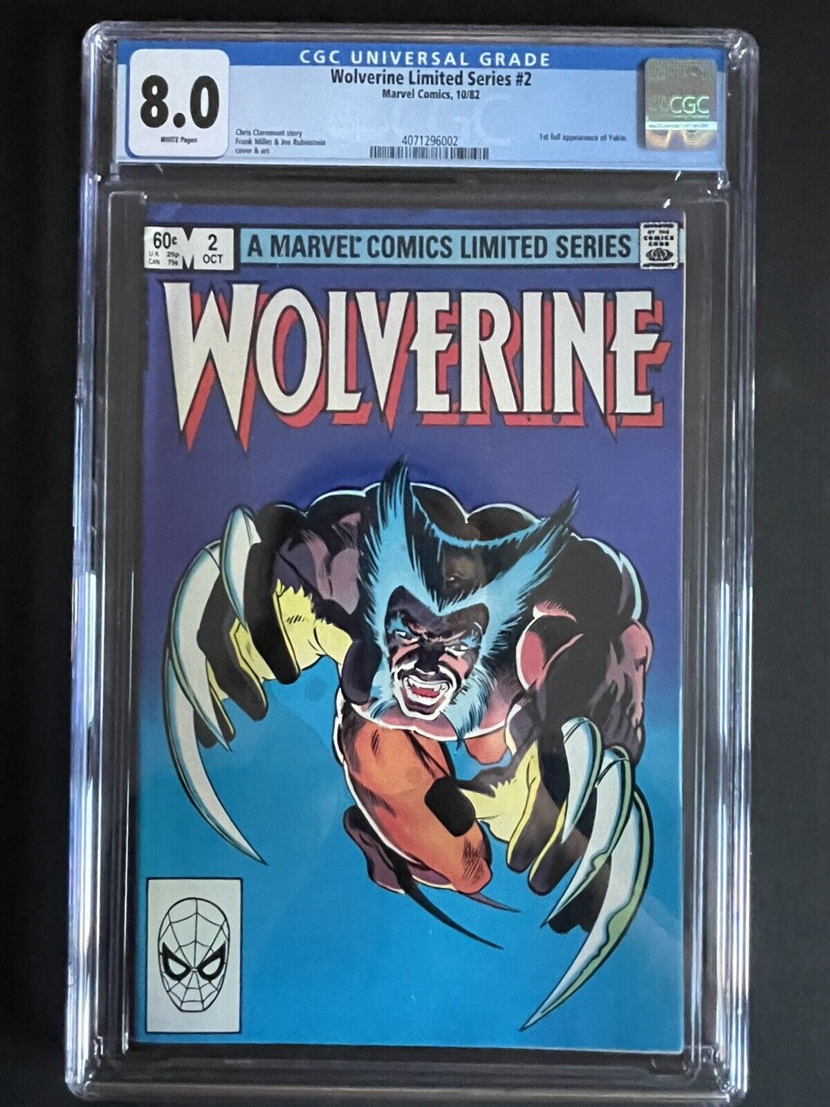 Wolverine Limited Series #2  10/82 First Full appearance Of Yukio. CGC 8.0