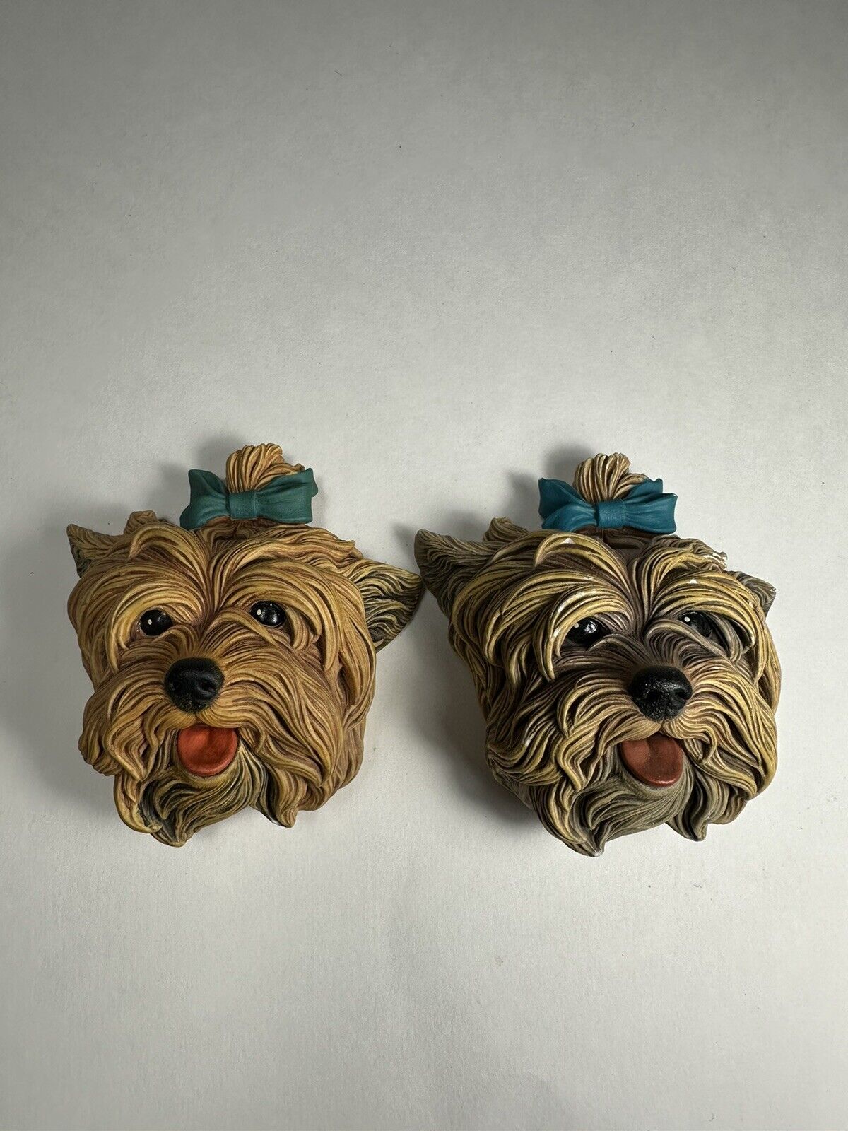 Bossons Congleton England Yorkshire Terrier Pair 2 Wall Figurines Yorkie Dog